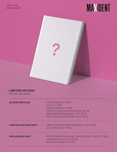 STRAY KIDS - MAXIDENT LIMITED EDITION [GO ver.] MINI Album+Photobook+Limited Version Benefit+Pre-Order Benefit+Bonus (Acrylic key and Hologram sticker)