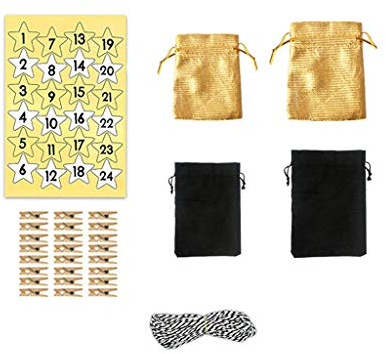 24 Adventskalender zum Befüllen Jutesäckchen DIY Adventskalender Befüllen Dekorieren Kalender 1-24 Muster Baumwolle Weihnachten Bündel Advent Süßigkeiten Geschenkbeutel (Multicolor, One Size)