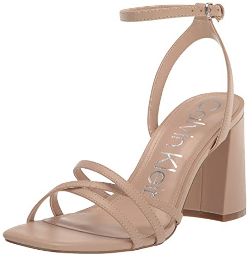 Calvin Klein Women's Qalat Heeled Sandal, Lite Latte 110, 8.5