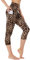 FOTOCITI Leggings Damen mit Tasche Capri Leggins High Waist Caprihose Sommer Blickdicht Sportleggins Sporthose Hose Gym Outdoor Yoga(Leopard,S-M)