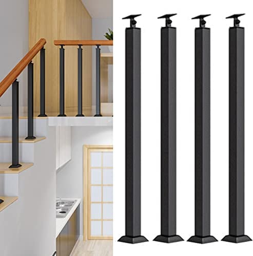 ZAQYCM Geländer Treppengeländer Schmiedeeiserne Geländerstäbe Für Innentreppen/Podeste, Hohe Geländer Für Terrassengeländer/Verandageländer/Dachbodentreppen (Color : 4 Pack, Size : H 65cm/25.5 in)