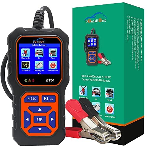 DonosHome 100-3000 CCA BT60 Tester Batteria Auto 6V 12V 24V accurato>99.8% Analizzatore Digitale della Batteria Professionale per Moto, Auto Barca Camion ATV, SUV, Adatto AGM GEL EFB Litio etc