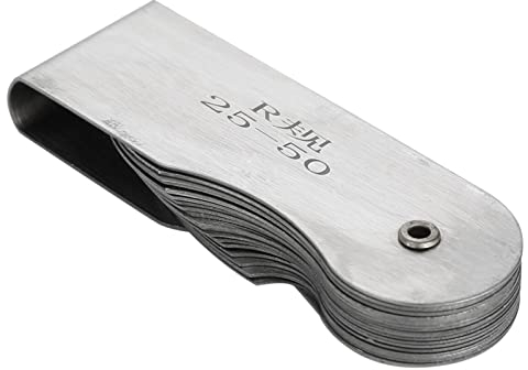 Radiusmessgerät Werkzeug, Edelstahl Radius Fillet Gage Tragbares konkaves konvexes Messwerkzeug für Werkzeug- und Formenbauer Check(r0.3-1.5/r1-6.5/r7-14.5/r15-25/r25-50/r52-100mm)(R25-50MM)