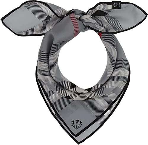 FRAAS Halstuch Damen aus 100% reiner Seide - Nickituch Damen mit Plaid-Muster - 51 x 51 cm Größe - Schickes Seidentuch Bandana Grau
