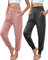 Locoowai Lot de 2 pantalons de jogging de yoga pour femme, pantalons de survêtement confortables avec poches, décontracté, ample et confortable, taille haute, Gris foncé, rose, Taille M