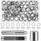 vvhippo 120pcs Ösen Werkzeug Kit, Ösen Set 12mm Ösen Scheiben Ösenzange Set Rostfrei Ösen für Planen Ösenwerkzeug mit Aufbewahrungsbox für Stoff Leder Planen Markisen Schuhe