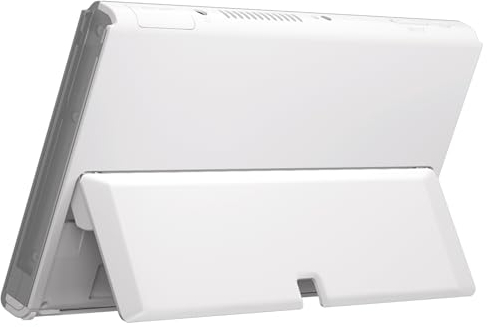 eXtremeRate Placa Trasera con Kickstand para Nintendo Switch OLED Accesorios, Carcasa Funda Protectora de Consola, Cover Shell para NSO, No Incluye Joycons Consola -Blanco
