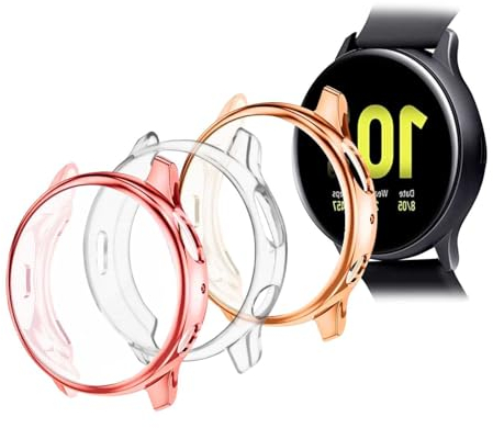 OcioDual Confezione da 3 Custodie Protettive in TPU, Compatibile con gli Smartwatch Samsung Galaxy Watch Active 2, Rosa/Oro Rosa/Trasparente, 40mm