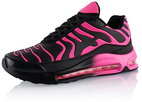 Fusskleidung® Damen Herren Sportschuhe Dämpfung Sneaker leichte Laufschuhe Schwarz Pink Pink EU 38