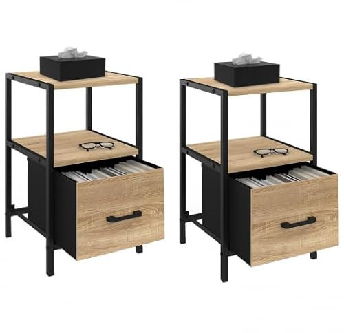 IDMarket - Lot de 2 Tables de Chevet Utah 1 tiroir et 1 Niche