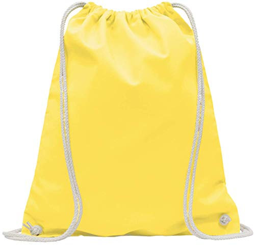 Baumwollbeutel 10 Stück 38x42cm Sportbeutel - Rucksack Stofftasche Turnbeutel Bag, Beutel, Baumwollbeutel, Jutebeutel OEKO-TEX® zertifiziert Stoffbeutel Einkaufsbeutel Gym zum bemalen (Gelb)