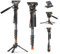 Monopod with Feet, 73.2 inch Professional Camera Monopod Tripod, with New Q6 Fluid Head for DJI RS4 Manfrotto, Aluminum Portable Travel Video Monopod with Removable Tripod Stand Base, Max Load 22 Lbs