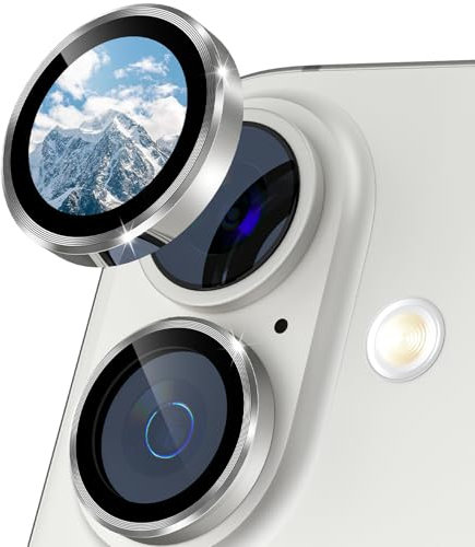 CloudValley pour iPhone 16 & iPhone 16 Plus Protection Objectif Caméra Arrière, [IAR + AF] Accessoire Verre Trempé Anti-rayures Ultra Résistant Individuel Film,Blanc