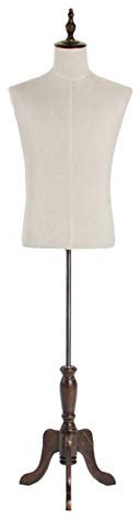 Schaufensterpuppe, männlich, Erwachsener Mann, Schneiderpuppe, Display, Stabiler Halbkörper-Torso, Modellständer, weiße Schaufensterpuppe mit Holzstativ (ohne Arme, L)