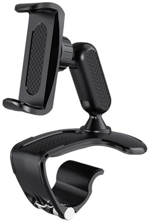 Phone Holder in Car 360° Rotating, Multifunctional Dash Phone Mount Cradle, Adjustable Dashboard Phone Holder, Retractable Mobile Clip Stand for 4 to 7 Inch Smartphones and GPS
