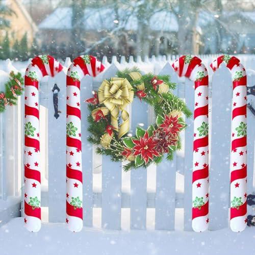 Tcnzdy 4 Stück Zuckerstangen Deko, Weihnachtsparty Deko, Weihnachtsdeko Aufblasbar Zuckerstangen Stick Weihnachtsdeko Groß Zuckerstangen Deko Für Weihnachtsfeier Outdoor Haustür Weihnachtsschmuck