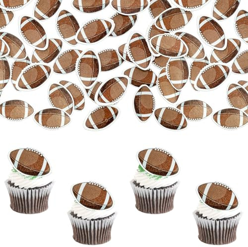 Ephlyn Cupcake-Topper American Football, Rugbyball, Cupcake-Dekorationen, Sportball, Cupcake-Zahnstocher für Fußball-Themen, Babyparty, Kindergeburtstag, Party, Kuchendekoration, 50 Stück