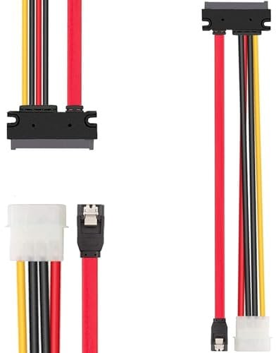 AYMBH SATA Data Power 2-in-1 Cable 22Pin (7+15) Male-to-Female Extension – 40cm Durable High-Speed Combo for Hard Drive, Motherboard, and PC Modding – Flexible and Wear-Resistant