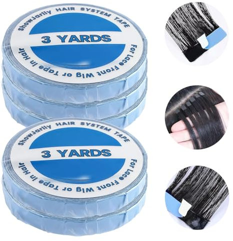 5 Rolle Tape Extensions Kleber,Tapes Klebestreifen Extensions Wasserdicht und Schweißfest Tape Kleber Extensions Langanhaltende Klebrigkeit Extensions Tape 10mm × 3 Yards für Haarverlängerungen