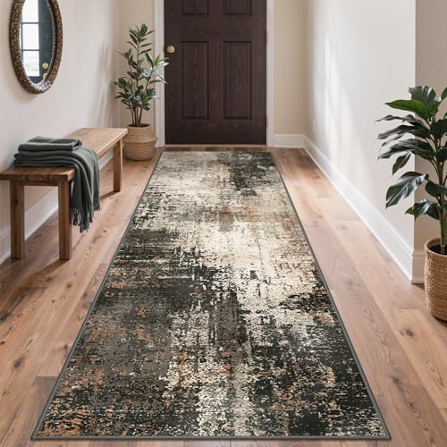 BEIMO Moderner Läufer Teppich 60x120 cm, Waschbar & rutschfest | Abstrakt Design, Kurzflor Klein Carpet, Rutschfest, Für Eingang, Flur und Bettvorleger Schlafzimmer, Pflegeleicht