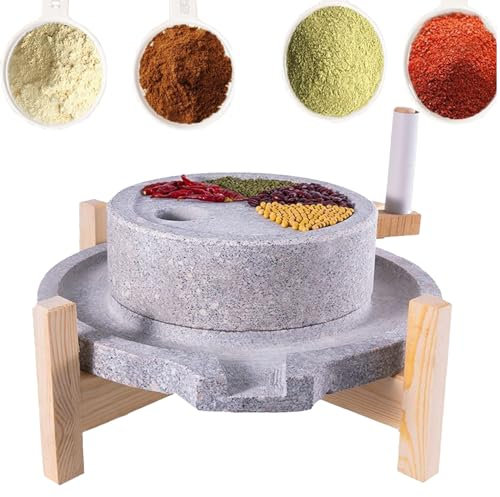 DHMYYXGS Getreidemühle Große Blausteinmühle,Mühle Kommerzielle-Kornmühlen,Zuhause Alter Mühlstein,Handgefertigte Blausteinmühle,Für Getreide,Bohnen Und Gerste,Mit Holzrahmen