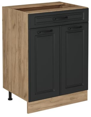 Vicco Küchenunterschrank R-Line, Anthrazit Landhaus, 60 cm mit Schublade, ohne Arbeitsplatte