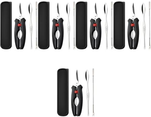 PRETYZOOM 5 Ensembles Ensemble d'outils pour Crabe craquelins et Outils à Pinces de Crabe Pince à Crabe Ciseaux de Homard Ensemble de Couverts pour crustacés Noix des Biscuits Pics à Homard