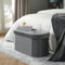 OHS Ottoman Storage Box Matte Velvet Lozenge Storage Ottoman Bench, Upholstered Footrest with Hidden Storage For Livingroom Bedroom Entryway, Charcoal