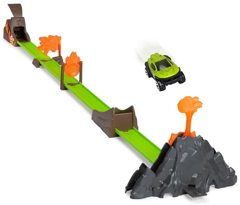 Dickie Toys - Auto-Bahn Volcano Launcher Track-Set (115 cm) - Vulkan-Spielzeug mit Katapult, flexiblen Schienen & Hindernissen inkl. Spielzeugauto, für Kinder ab 3 Jahre