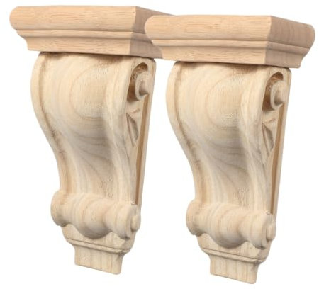 DIYEAH 2 Ménsulas De Madera Tallada: Apliques Decorativos De Madera De Estilo Europeo Para Estantes, Puertas Y Muebles, Decoración Rústica De Granja.