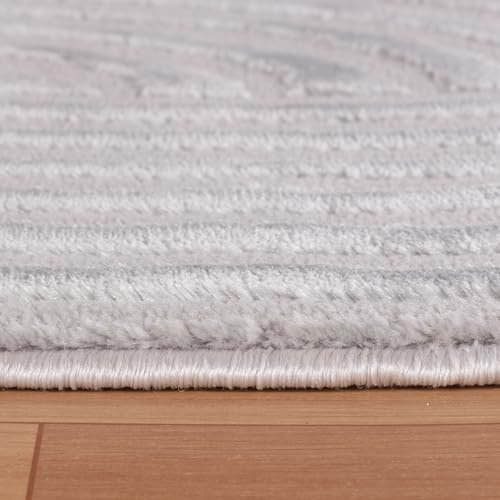 KADIMA DESIGN Designteppich 3D-Optik Plastisch Pflegeleicht Praktisch Waschbar Belastbar Strapazierfähig Silber 160x230 cm Wohnzimmer Flur Oeko-TEX Zertifiziert | ILLER