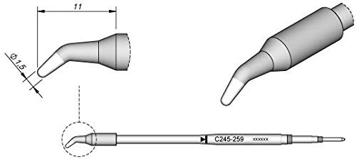 JBC Lötspitze Serie C245, Rundform, C245259/Ø 1,5 mm, gebogen C245259 (Lötkartusche Lötpatrone Loetspitze Loetkartusche Loetpatrone 2245 2045 bleifrei)