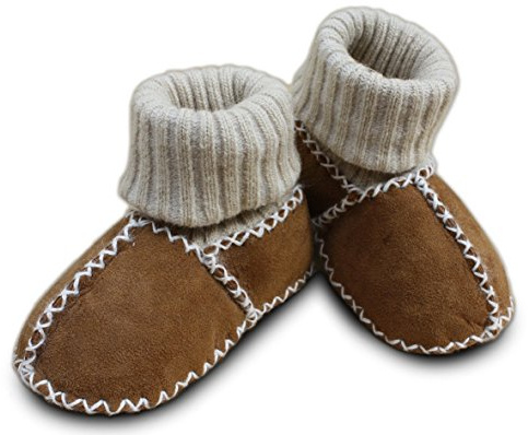 Erstlingsschuhe Baby Lammfellschuhe Strümpfe Socken (16/17, camel)
