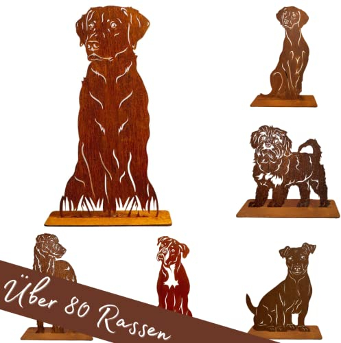 Terma Stahldesign Rost Hund Labrador Lebensgroß Handmade Germany tolle Gartendeko aus Metall Figur Labrador deko Geschenk Rostfigur Garten deko Gartenfigur, hundegrab deko
