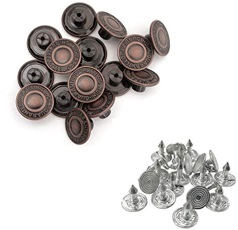 trimmen Shop® Ersatz Jeans Knöpfe in bronze dunkel – 17 mm DIY oder Fix mit Hammer (10 Stück)