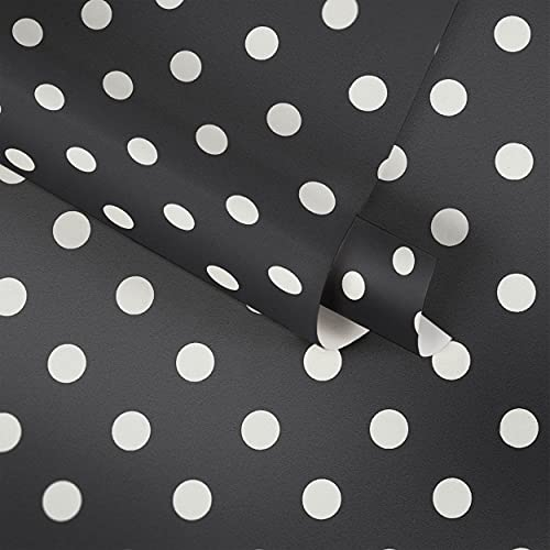 Thomas Vlies-Tapete Punkte/Dots (schwarz/weiss)