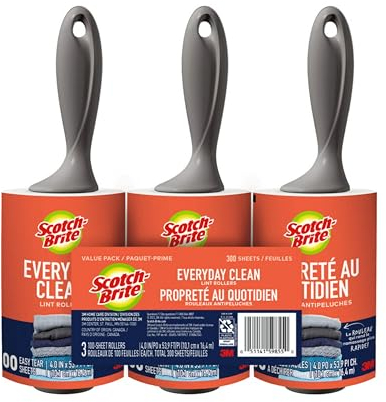 Scotch-Brite Lint Roller Jumbo Pack, 3-Rollers, 100-Sheets/Roller (300 Sheets Total)