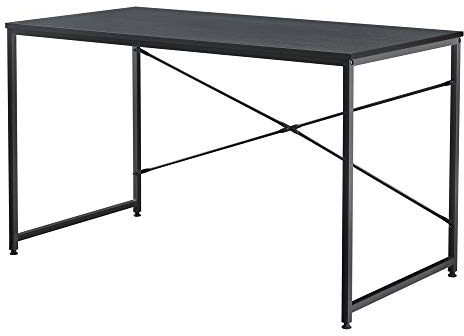 Poste de Travail Bureau d'Ordinateur Table de Bureau Gaming Étude Pieds en Métal Plateau de Table MDF 16 mm 120 x 60 x 72 cm Couleur Noir