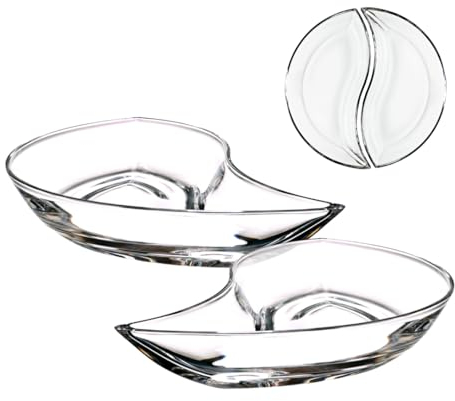CRISTALICA 2 Stück Schalen Servierschalen Kabarett Buffet Brunch Glas Kristallklar 28cm