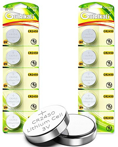 GutAlkaLi Batterie au Lithium Pile Bouton (CR 2450, Blister de 10 Piles Lithium 3V)