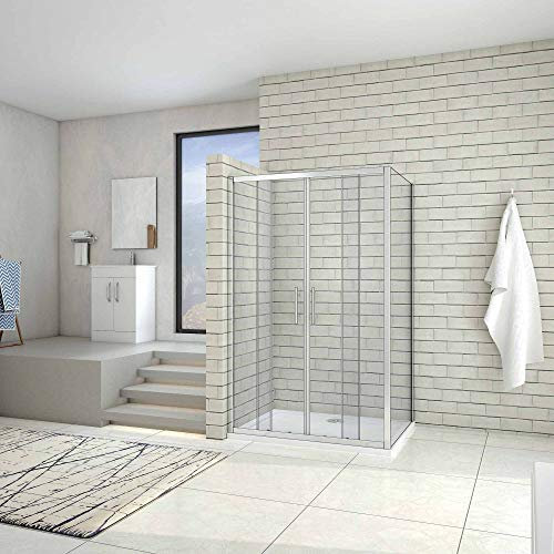Cabine de douche 120x90x190cm porte de douche à l'accès au centre + paroi latérale avec receveur 120x90 cm