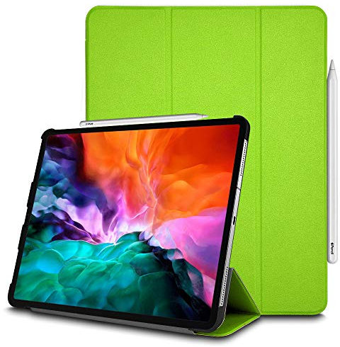 TECHGEAR Smart Coque pour iPad Pro 12.9 2020, [Compatible Apple Pencil] Coque Smart Case Stand Trois-Pli avec Protection d'Angles [Auto Réveil/Sommeil] pour iPad Pro 12.9 Pouces 2020 - Vert