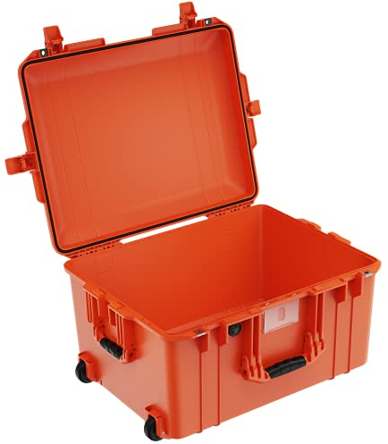 Peli 1607 Air Leichter Extrem Bruchsicherer Trolley für Drohne und Kamera Equipment, Wasser- und Staubdicht, 63L Volumen, Ohne Schaumstoffeinlage, Farbe: Orange
