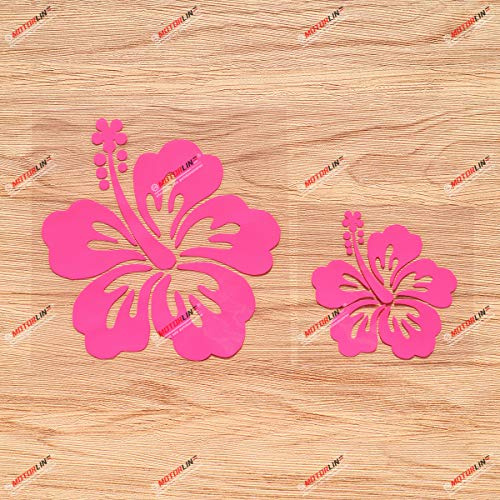 Hibiskus Blume Hawaii Hawaiianisch Aufkleber Vinyl Sticker - 2er-Pack Hot Pink, 7,6 cm, 12,7 cm - Ohne Hintergrund für Auto Boot Laptop Tasse Handy