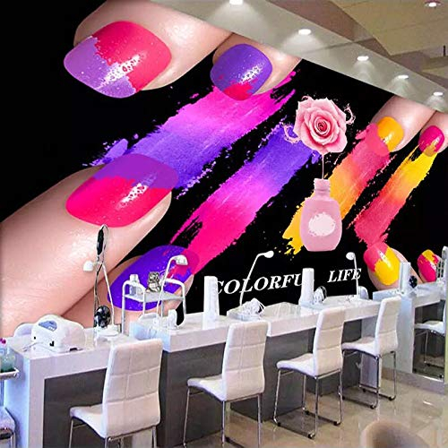 Benutzerdefinierte 3D-Fototapete jeder Größe Moderne Persönlichkeit Mode Graffiti Kunst Aquarell Nagellack Nagelladen Wandmalerei,350cm(W) x 250cm(H)