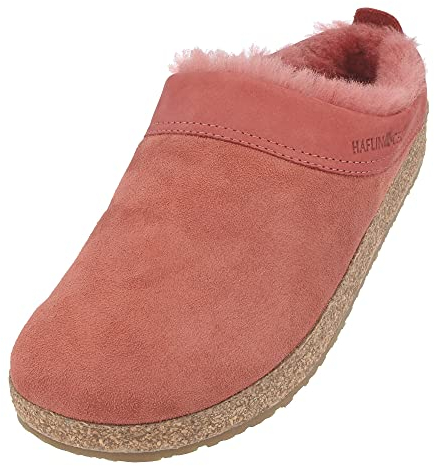 HAFLINGER Lammfellclog Snowbird Filzpantoffel Hausschuh Orange (Zimt 12), Gr 39