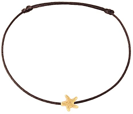 Selfmade Jewelry Fußkettchen Damen Seestern Gold Größenverstellbare Fußkette Handmade in Germany Inkl. Geschenk-Verpackung (Gold - Braun)