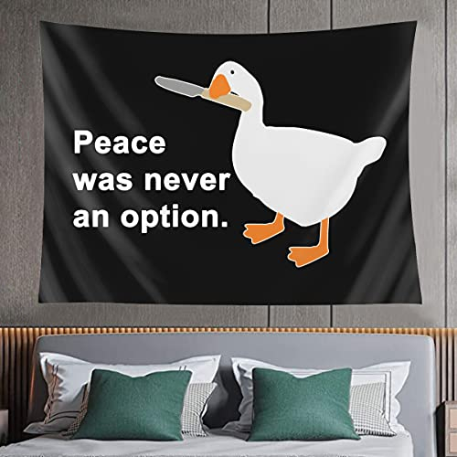 Wandteppich mit Gänsemotiv und Aufschrift Peace Was Never An Option, für Schlafzimmer, Herren, Teenager, Mädchen, lustiges Wohnzimmer, Wohnheim, Heimdekoration (152 x 127 cm)