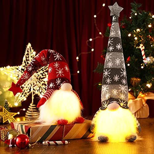 Toyvian GNOME Weihnachten Dekorationen mit Led Licht- 2Pack Leuchtende GNOME Puppen - Nordic Figur Puppe Home Party Dekoration FüR Kinder Und Freunde
