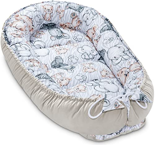 Pepi - Baby-Nest - Nestchen Baby - Baby-Nestchen für Neugeborene - Kuschelnest mit antiallergischer Füllung - Kokon aus Velvet und Baumwolle
